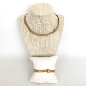 Vintage Signed Napier Gold Mesh Necklace & Bracelet Coord Set Old Estate Jewelry